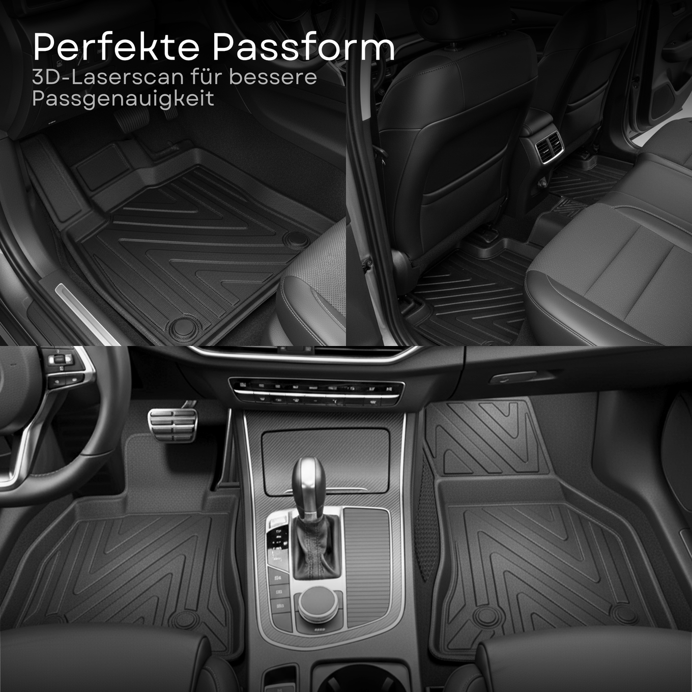 3D Fußmatten für Nissan Qashqai II (2.Gen) J11 | 2014-2021 | Carbonfaser-Optik 3